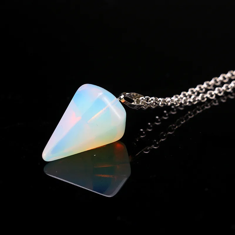 Manufacture wholesale hexagonal cone gemstone necklace semi precious stone necklace