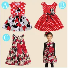 Free shopping 2015 New summer dress Minnie Mouse Dress girls clothes printing dot sleeveless dress dress girl fashion