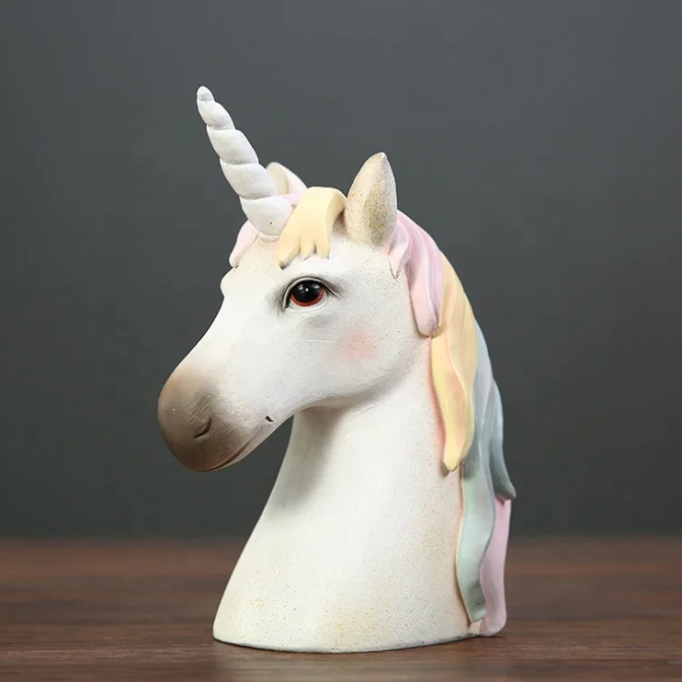 Custom promo eco Christmas gift horse unicorn head resin figurine for kids