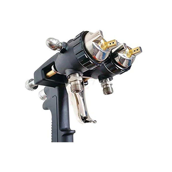 
Double 1.4mm nozzle pressure spray gun Nano chrome painting dual head Air pneumatic pressure sprayer compress 