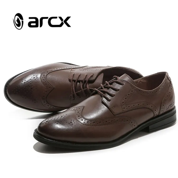 ARCX Men Dress Shoes Genuine Leather Classic Lace Up  Brogue Style Shoes