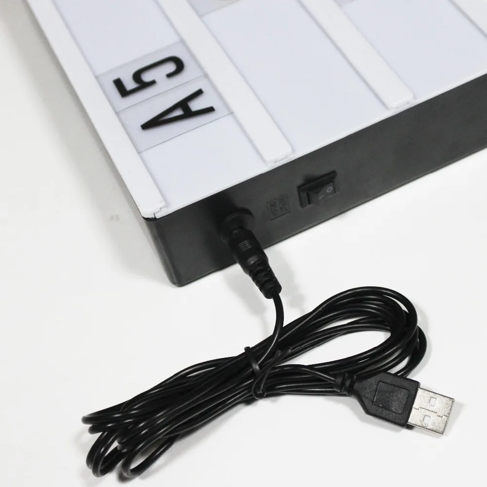 Combination LED Night Light Box USB Port DIY Black Letters Cards Lamp Message Board Party Sign Cinema Lightbox A5