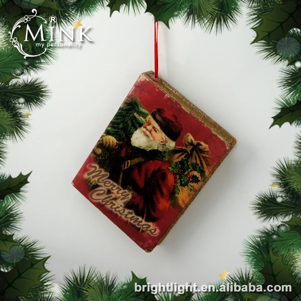 Styrofoam Decoupage Santa Book Christmas Ornament