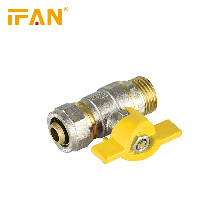 16mm 1/2inch Gas Valve PAP Pipe Yellow Butterfly Handle Plumbing fittings Male Ball Valve