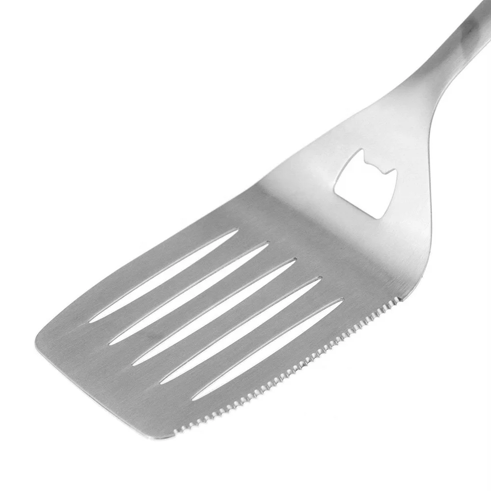 4PCS Heavy Duty BBQ Grilling Tools Set. Extra Thick Stainless Steel Spatula, Fork, Basting Brush & Tongs. Gift Box Package.