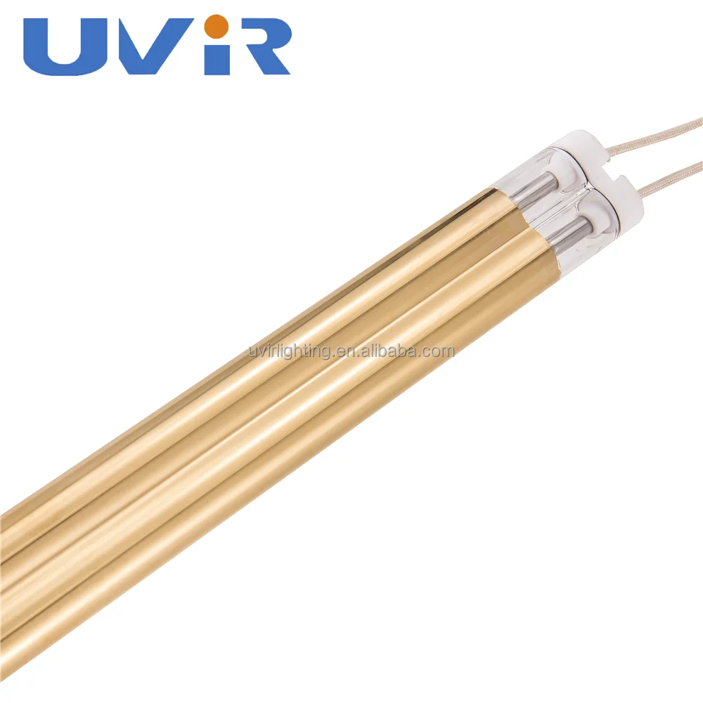 Quartz Tube Halogen Solar Powered Heat Lamp 2KW Medium Wave Twin Tube IR Emitter Gold/white