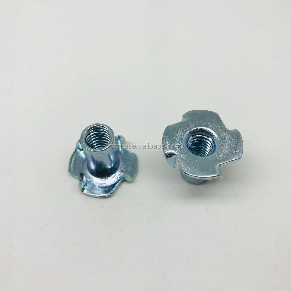M6 M8 T Nuts with 4 Prongs Metric Steel Nuts with 1/4 Thread Size M4 Thread and Zinc Plated Surface Treatment