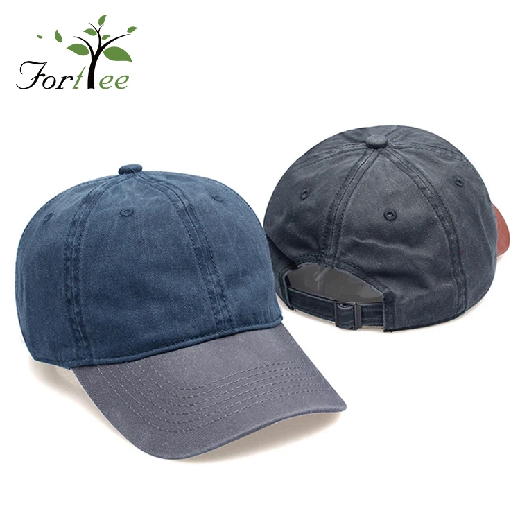 custom washed Vintage Distressed Adjustable Men Women Denim Plain Jeans Caps vintage baseball cap