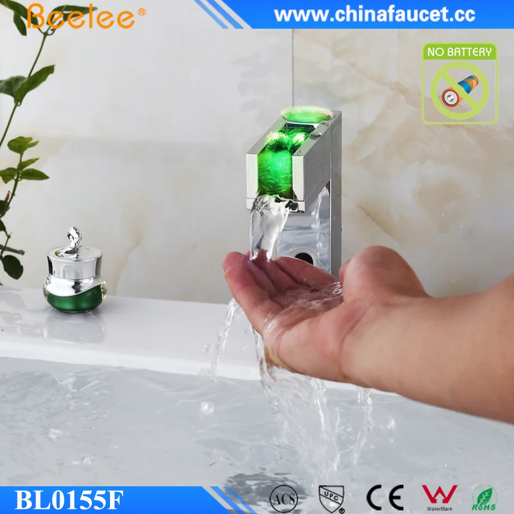 Beelee Brass Chrome Hand Free Automatic Water Faucet Auto Sensor LED Basin Taps