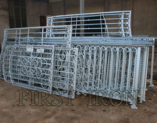 White interior straight wrought iron staircase railings, indoor wrought iron hand railing