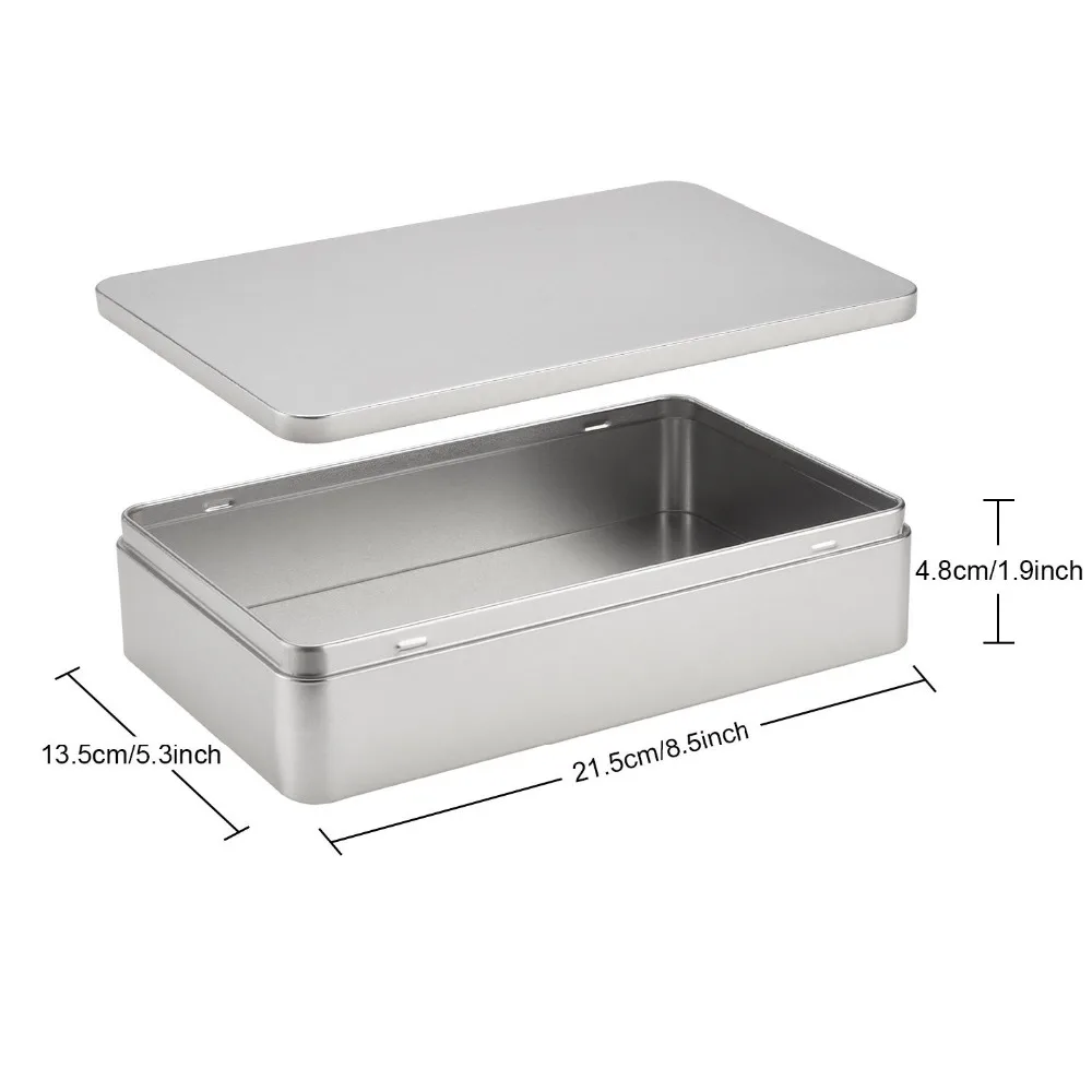 Silver rectangle packaging metal tin box with custom printing tin container jar