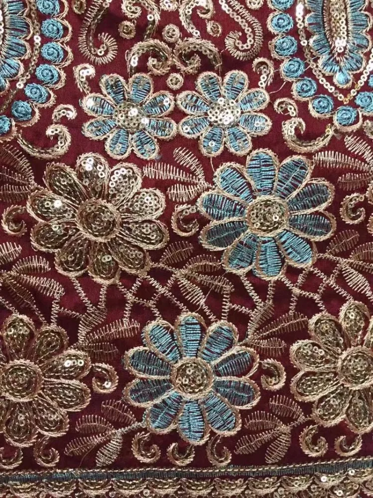 New arrive african embroidery wedding dress george fabrics lace wholesale with sequins