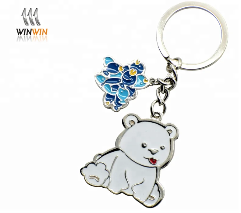 Лидер продаж, металлический брелок с милым медведем и дельфином на заказ