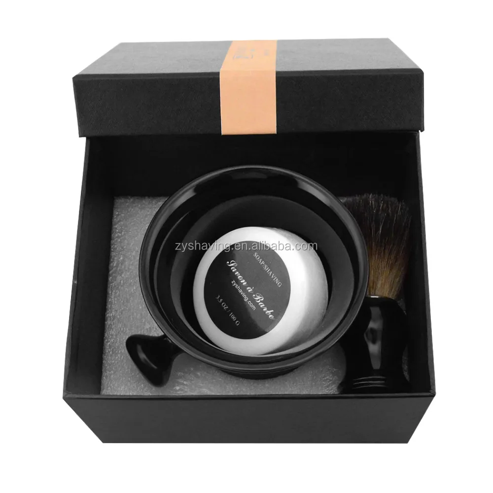 ZY Ceramic Mug Bowl Shaving Soap Badger Hair Brush Set Best Luxury Shaving Cream for use with your favorite Shave Soap