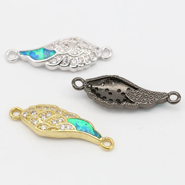 
Link Finding Opal micro paved Jewelry Bracelet Connector , Wing Cubic Zirconia CZ Connector 