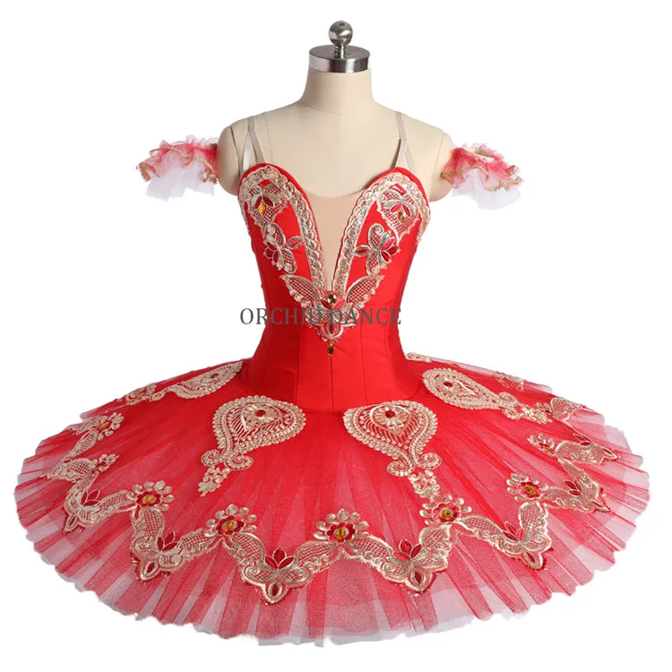 Professional Custom Size Girls Performance Wear Red Ballet Tutu Costume