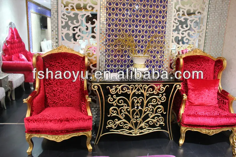 luxury classic Barock chairs, gold paper king throne chair, salon beauty chair