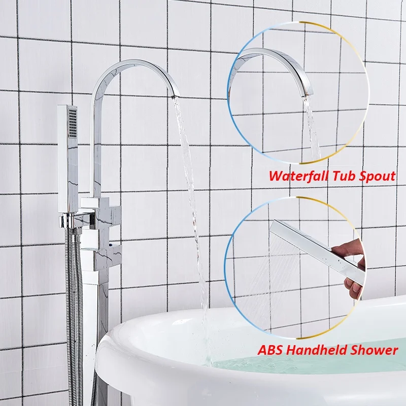 
Yizon Chrome Thermostatic Bathtub Faucet Free Standing Single Handle Bathroom Waterfall Shower Tub Faucet SPA Mixer Tap 