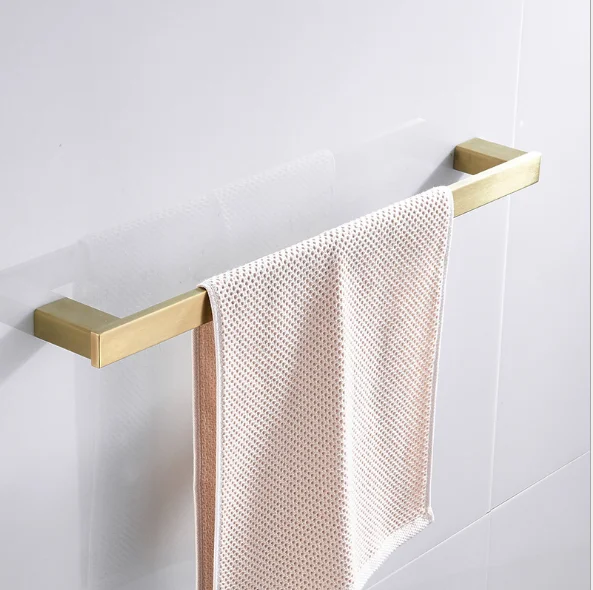 Stainless Steel Towel Holder Modern Bathroom Accessories Rack Wall Mounted Brushed Gold Towel Bar