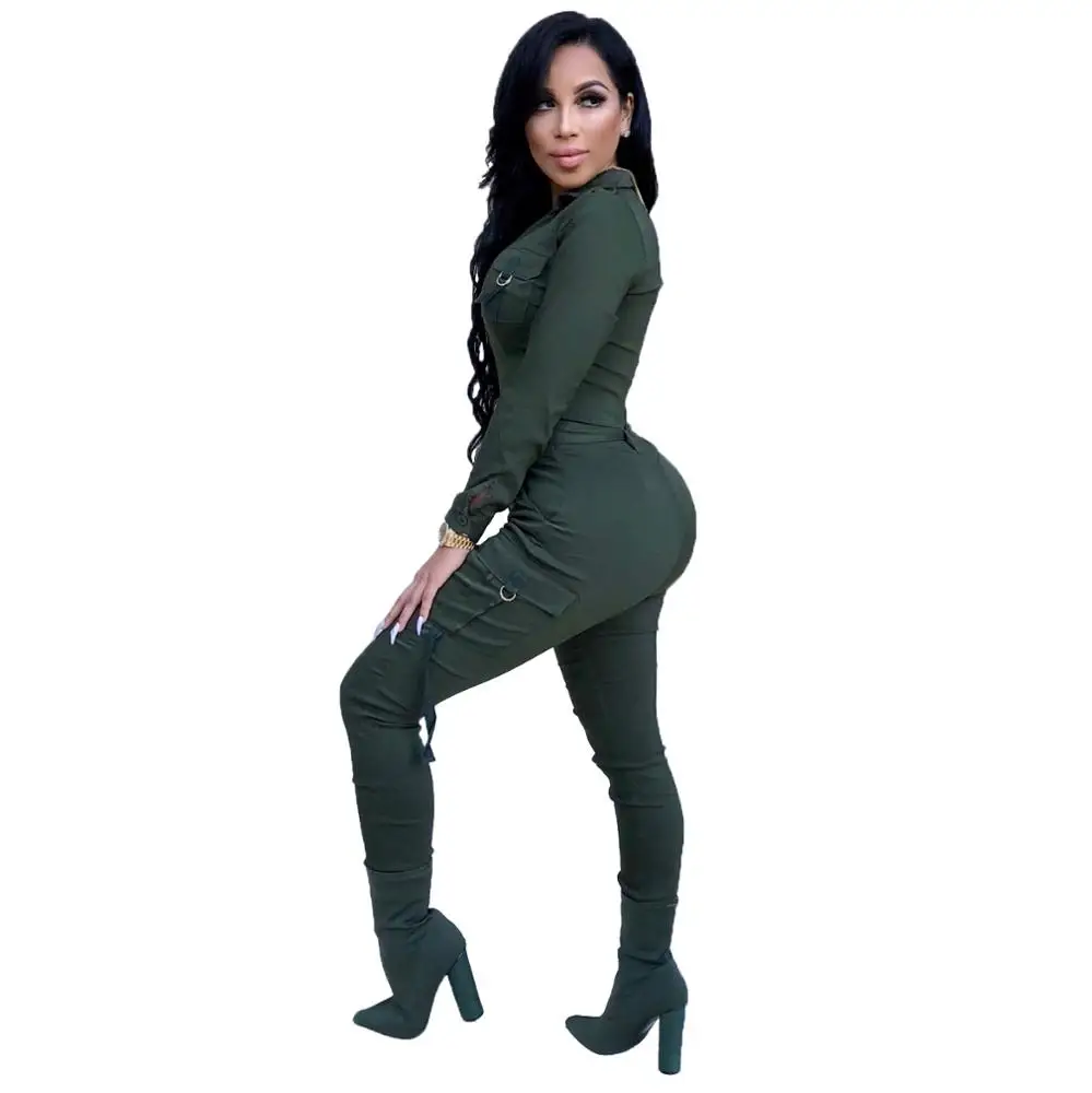 MOQ 1PC autumn women clothing 2019 long sleeve  bodycon jumpsuit sexy