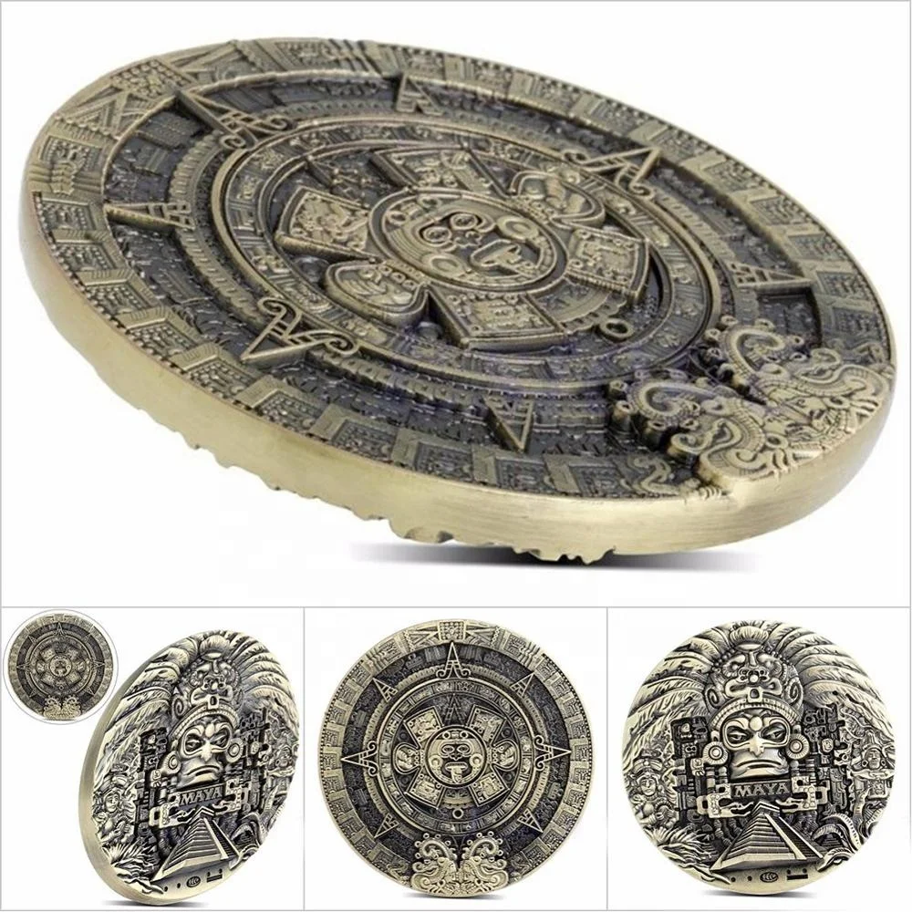 Maya medallion, bronze engraved stereoscopic coins,  antique-bronze coin