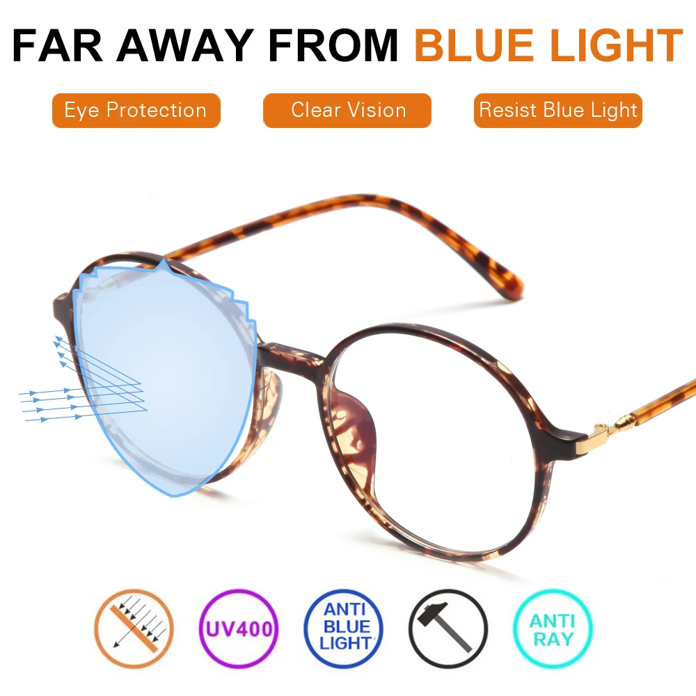 2020 New Designer Big Round Type Plastic Full Frame Cute Ladies Optical Frame tr90 Blue Light Block Eyeglasses