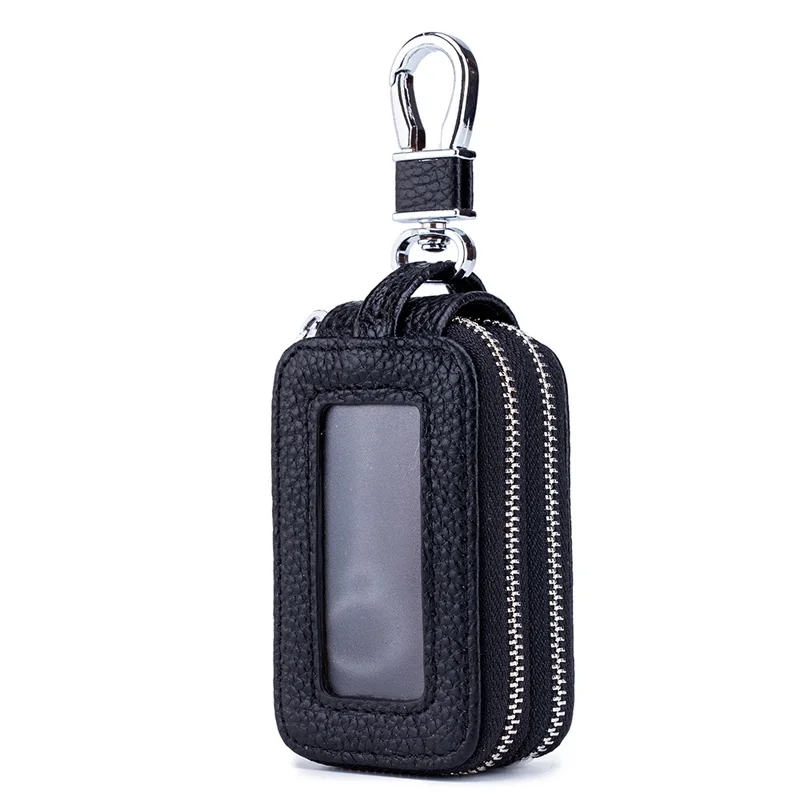 
Genuine leather double zipper car key holder key case wallet men women  (62128584128)