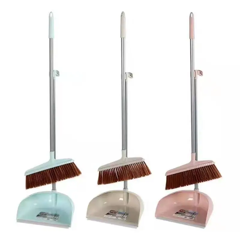 Magnetic Snap Broom Dustpan Set Combination Household Hair Sweeper Plastic Stainless Steel Indoor Clean Plastic Small Dust Pan