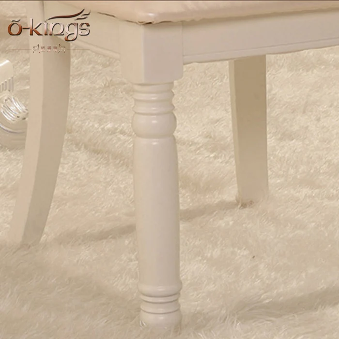 antique European wooden white hotel high back dining chair