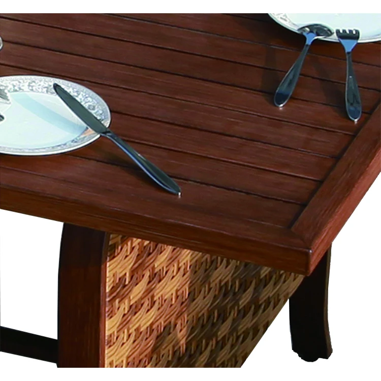 
7 Piece Patio Wicker Dining Set with Cushions Rattan Outdoor Furniture Outdoor 7 Piece Synthetic Wood/ Wicker Dining Set 