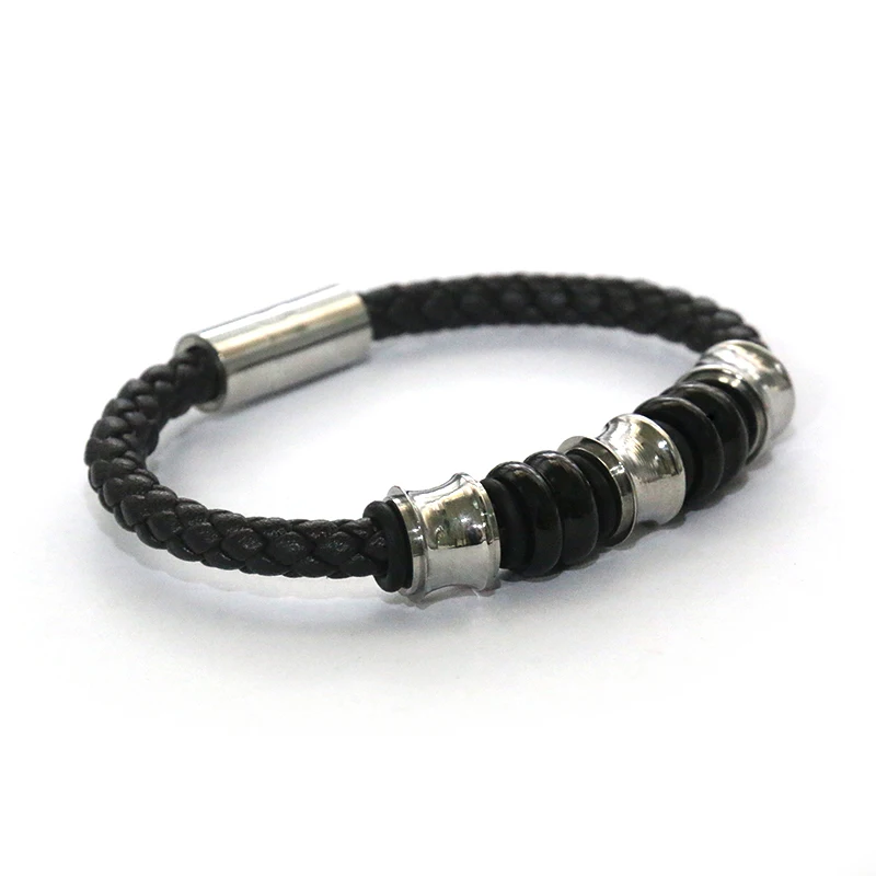 
Factory supply superior quality cool hand custom engrave leather rope charm bracelet new arrival luxury bracelet for man 