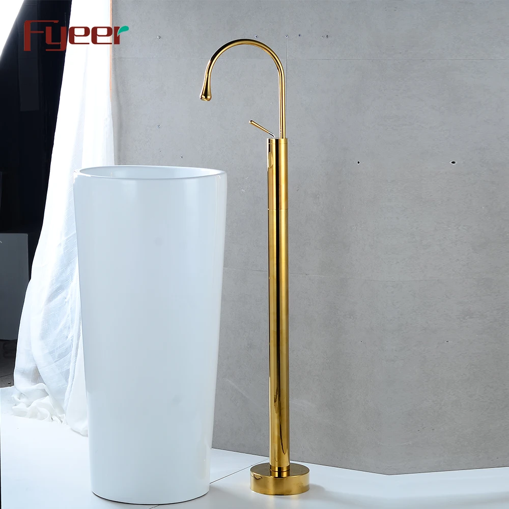 Fyeer Luxury Golden Free Standing Basin Faucet