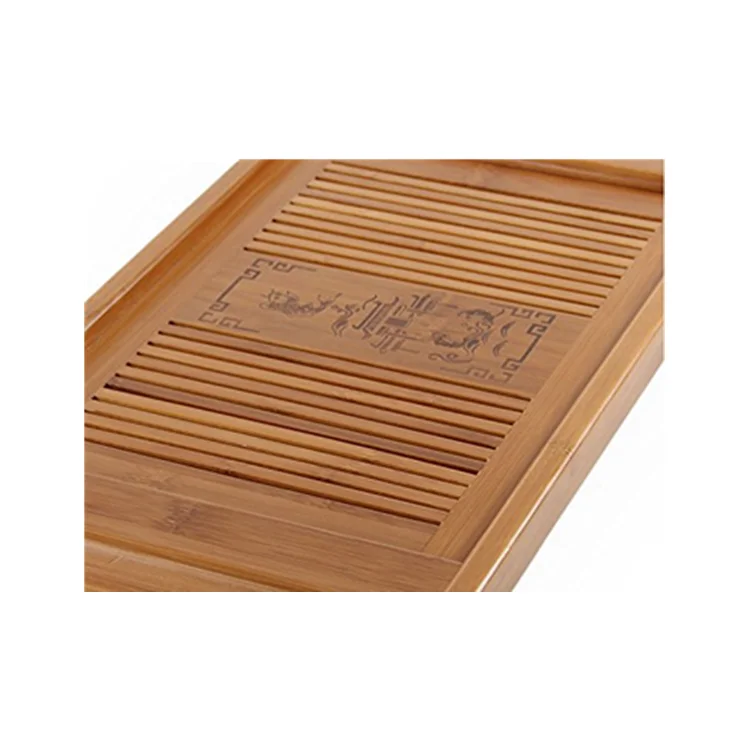 China Wholesale Houseware Table Top Kung Fu Tea Plate Natural Bamboo Wooden Tea Serving Tray