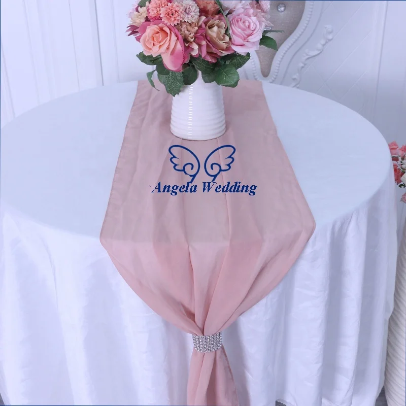 RU013V популярный цвет на заказ пляжная Свадебная мягкая пыльная Розовая Шифоновая скатерть
