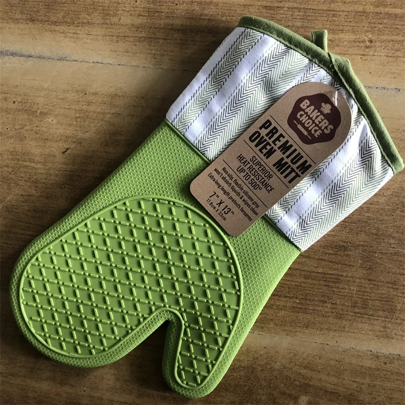 
high quality silicone glove 500degrees F heat resistant cooking oven mitts 