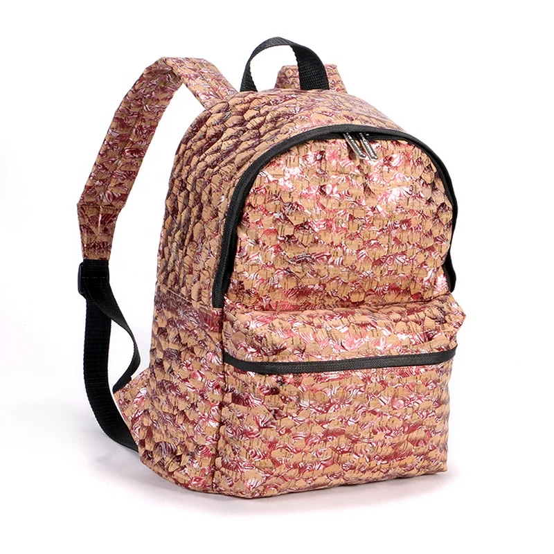 Factory custom patterns print cork small backpack 100% Eco-friendly waterproof cork daypack Lightweight cork school bag