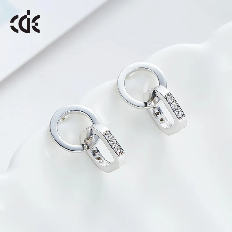 925 Silver Double Ring Women Stud Earring Circle