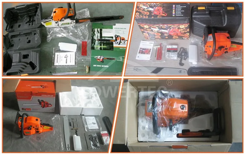 POWERTEC 5800 58cc tree cutting gasoline chain saw with plastic/aluminium start