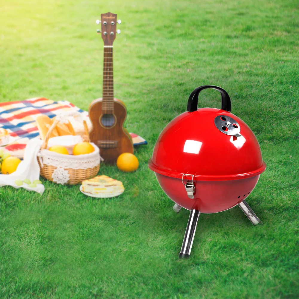 Camping Round 12 Inch Small Barbecue Football Grill Bbq Portable Charcoal Coal Grill