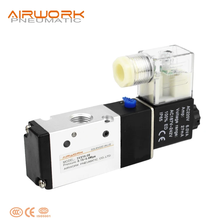 3v210-08 3 2 way 3-way pneumatic electric actuator control solenoid valve operation 12v 24v dc