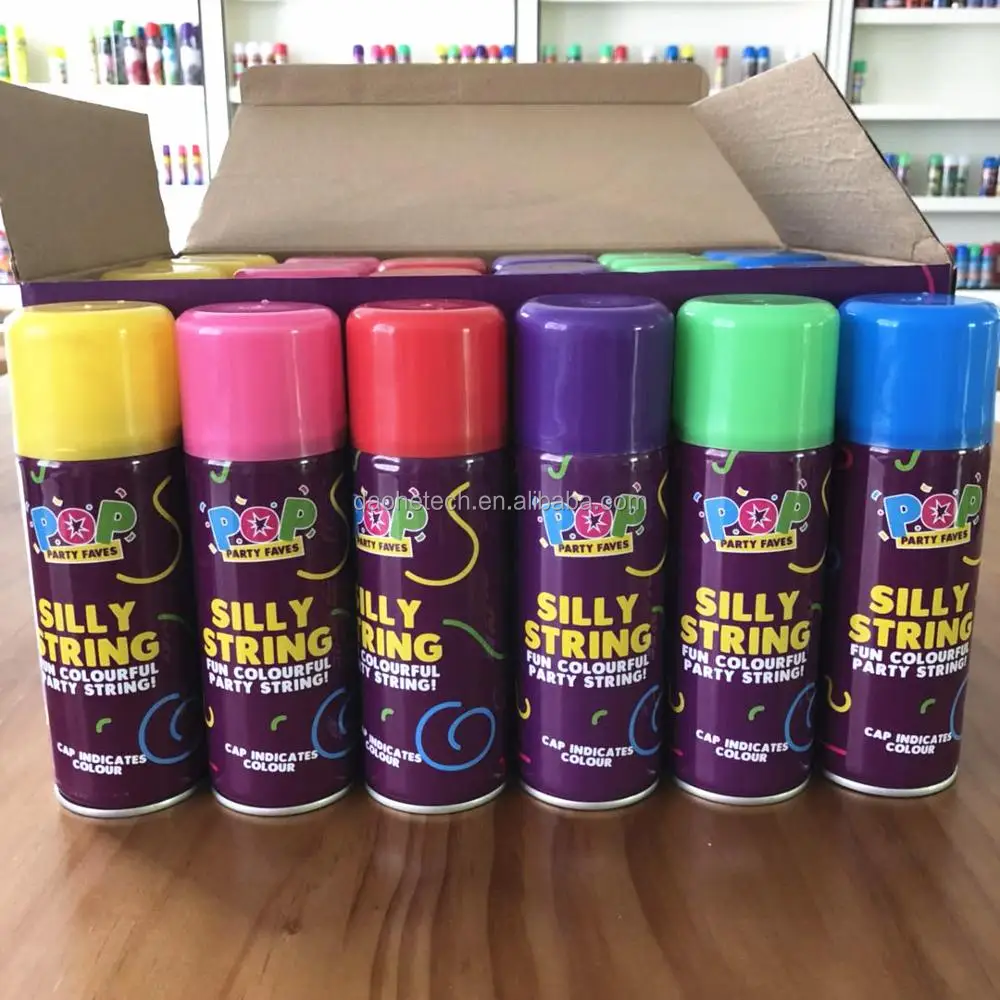 Factory wholesale good quality color silly party string spray