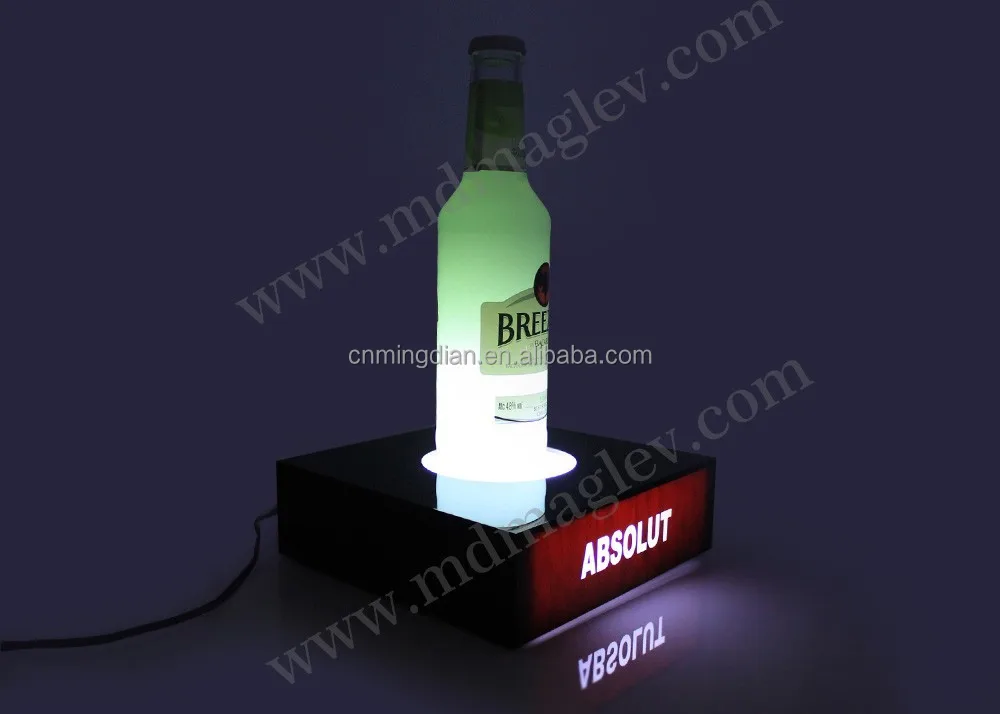 illuminated beer display pedestal, Acrylic LED wine bottle display stand, acrylic illuminated beer bottle display stands