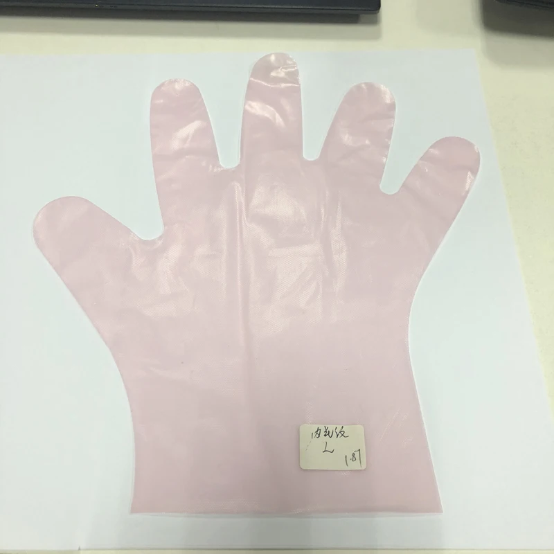 One time use Embossed Light Duty Transparent Pink CPE Disposable Plastic Gloves for Food Service