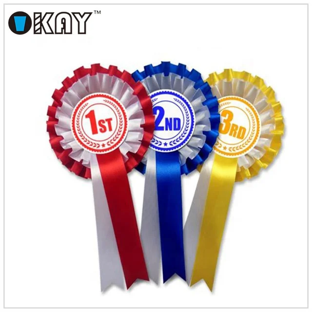 Hot Selling Large Round Rosette Award Satin Ribbon