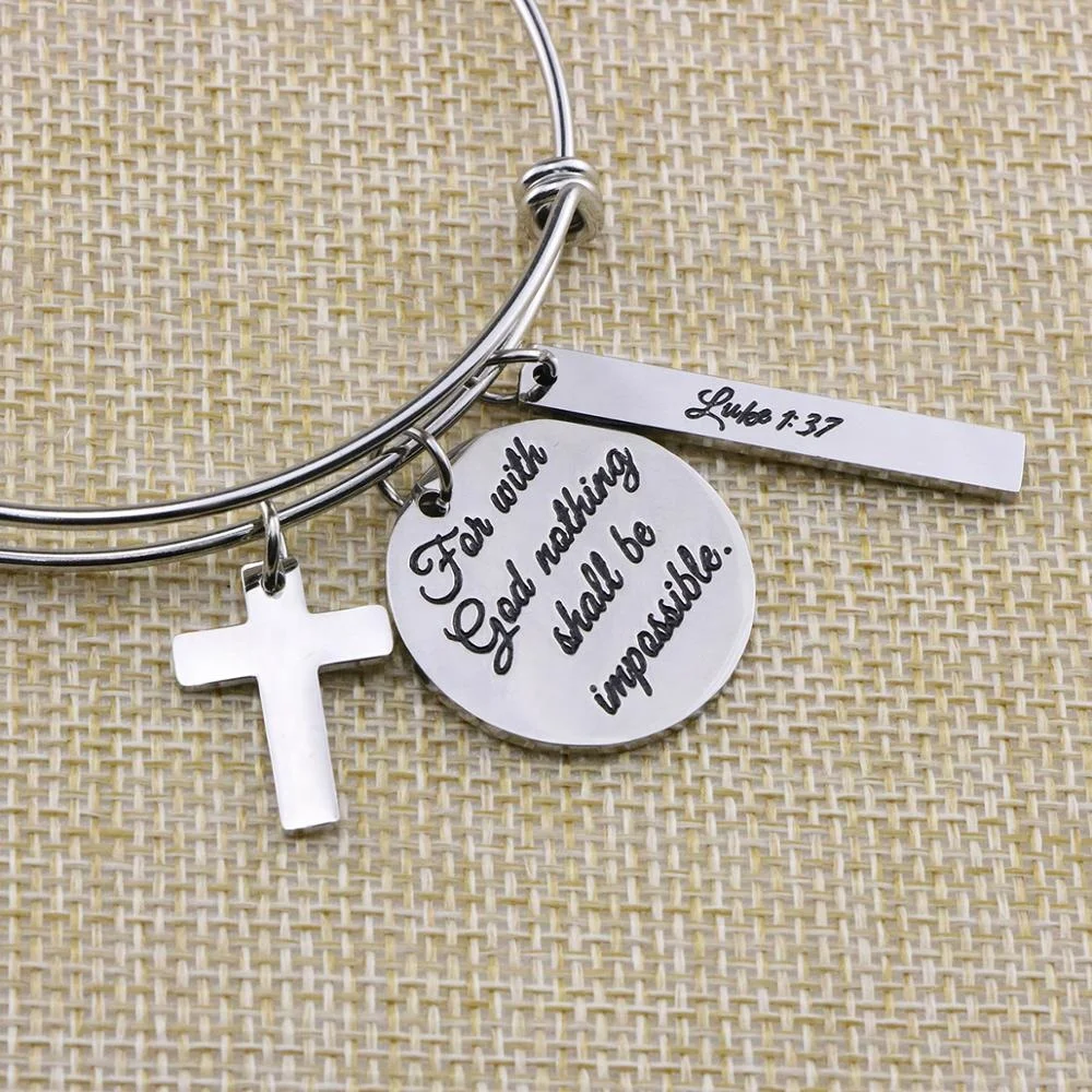 Good Price China Stainless Steel Charm Bangle Bracelet Cross Jewelry