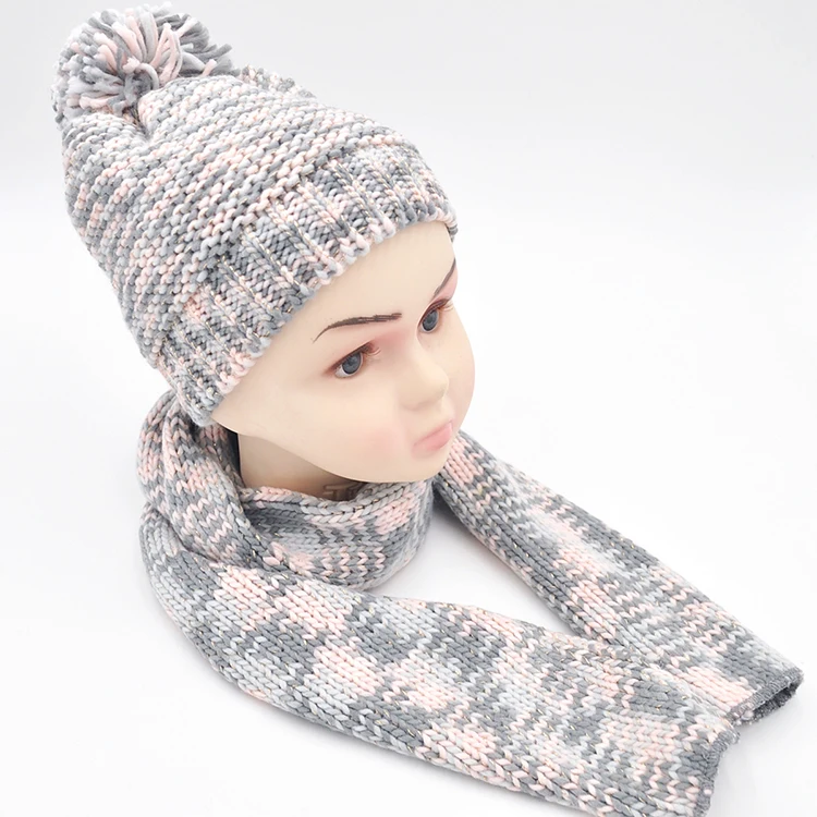 Lovely Hat sets Direct Sales Acrylic Knit Hat Brand Cap Scarf & Gloves Set