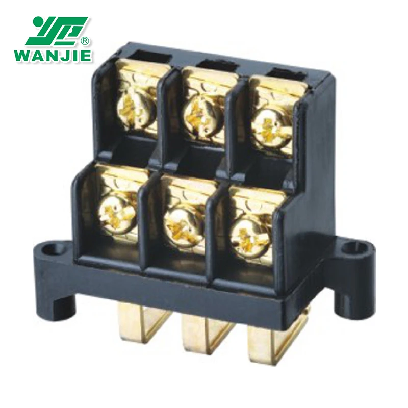 WANJIE double row right angle11mm pitch connector 300V 30A 22 10AWG EM 21 EM 21A barrier terminal block