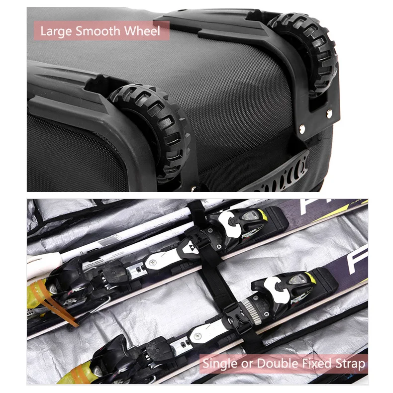 Adjustable Deluxe Baggage Handlers Single Double Wheeled Ski Clothes Snowboard Combo Bag