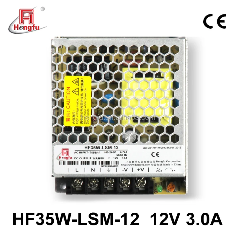 
Hengfu HF35W-LSM-12 single output 35W 12V 3A AC DC slim switching power supply with UL CB approval 