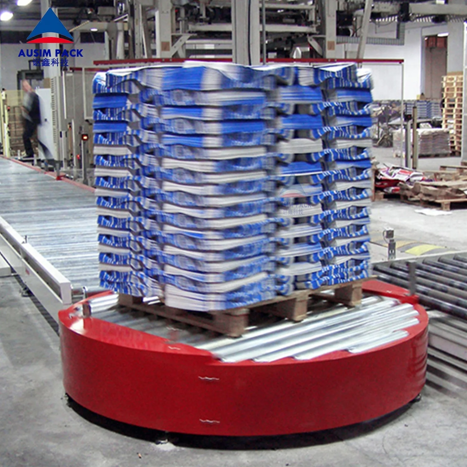 High Quality Grade Heavy Duty Turntable Conveyor With Roller Chain Slat Table For Pallet